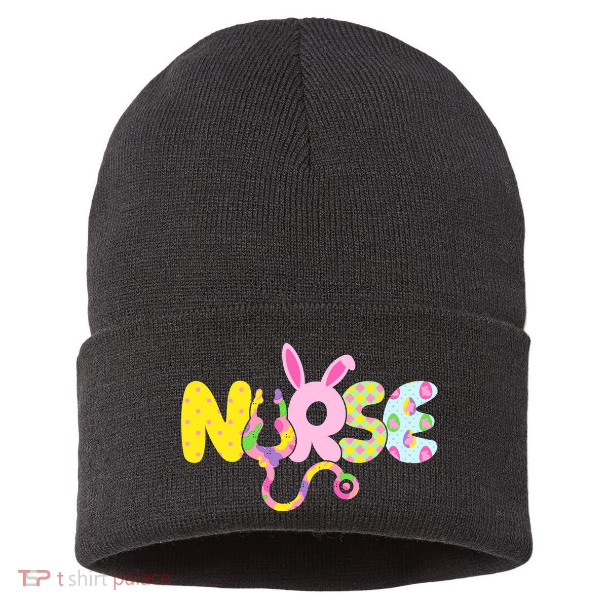 Funny Cute Easter Patterns Nurse Sustainable Knit Beanie