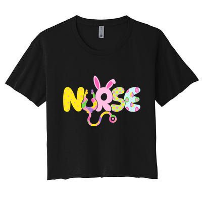 Funny Cute Easter Patterns Nurse Crop Top