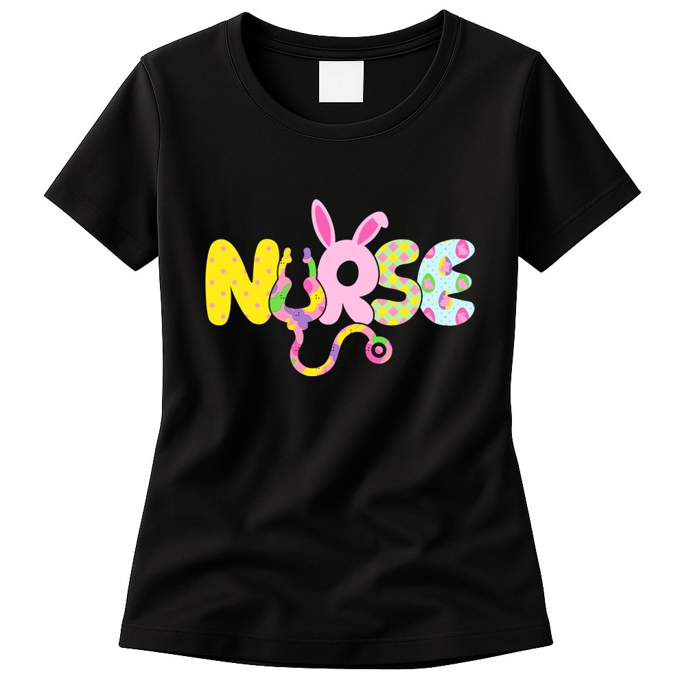Funny Cute Easter Patterns Nurse Womens T-Shirt