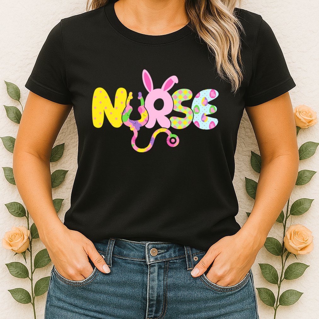 Funny Cute Easter Patterns Nurse Womens T-Shirt