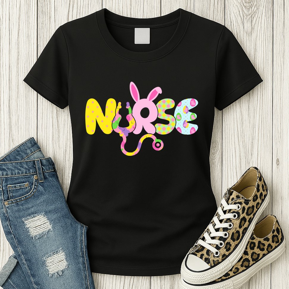 Funny Cute Easter Patterns Nurse Womens T-Shirt