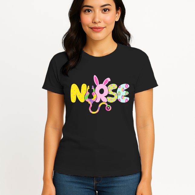 Funny Cute Easter Patterns Nurse Womens T-Shirt