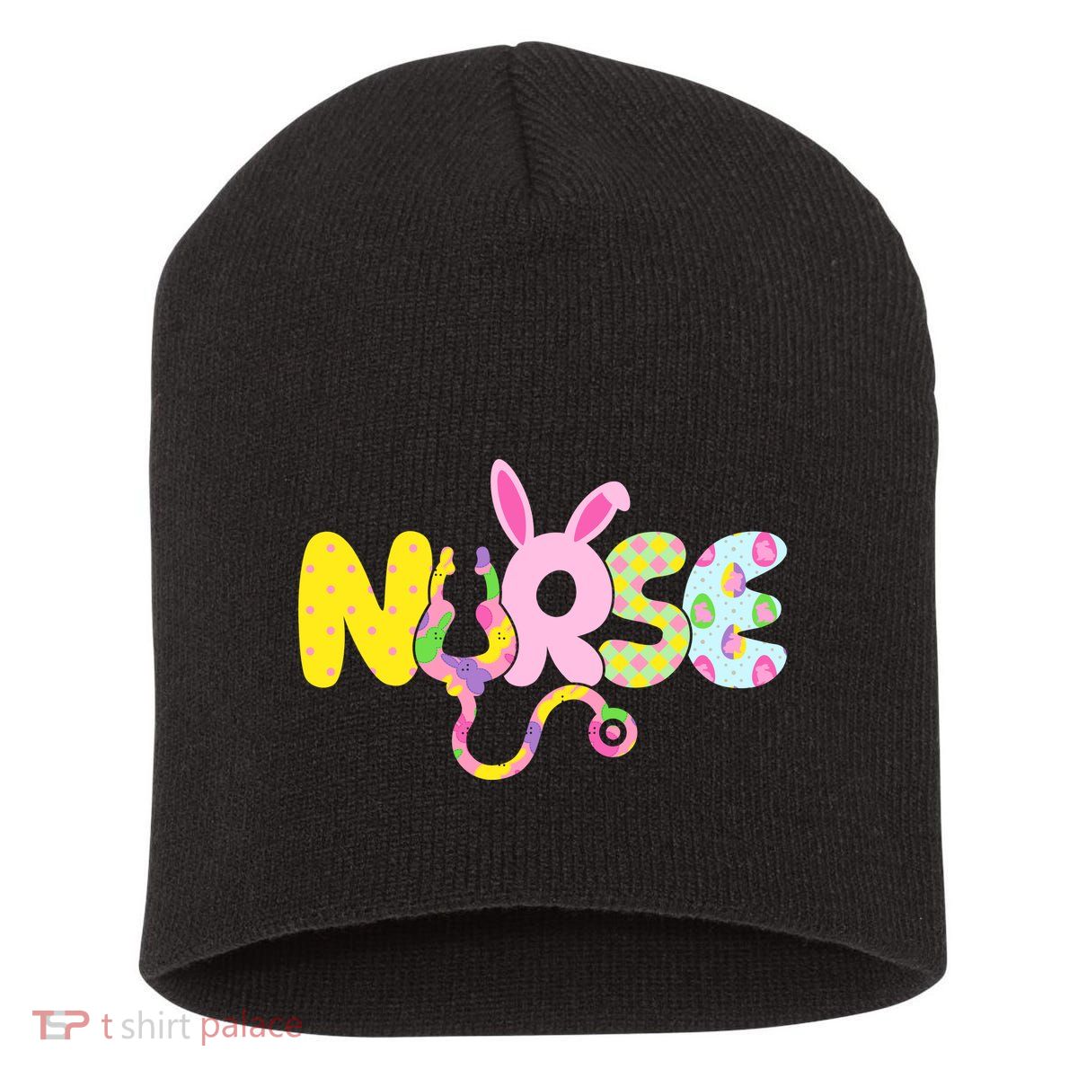 Funny Cute Easter Patterns Nurse Short Acrylic Beanie