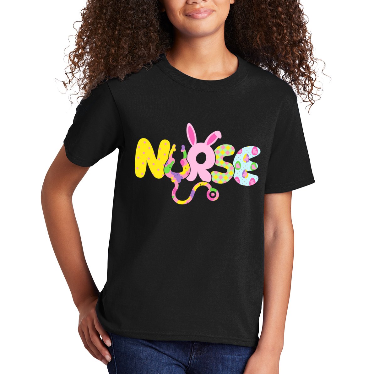 Funny Cute Easter Patterns Nurse Kids T-Shirt