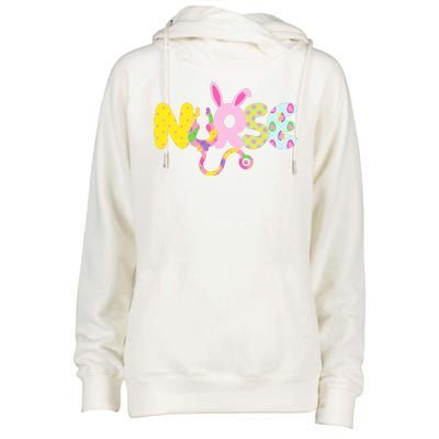 Funny Cute Easter Patterns Nurse Womens Funnel Neck Pullover Hood