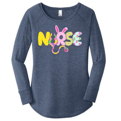 Funny Cute Easter Patterns Nurse Women's Perfect Tri Tunic Long Sleeve Shirt