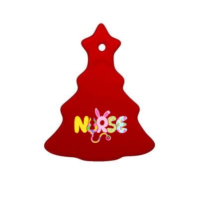 Funny Cute Easter Patterns Nurse Ceramic Tree Ornament