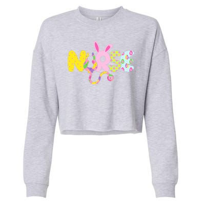 Funny Cute Easter Patterns Nurse Cropped Pullover Crew