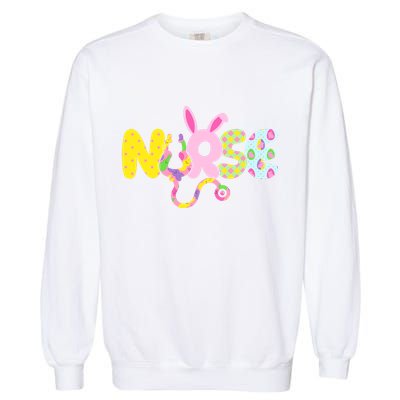 Funny Cute Easter Patterns Nurse Garment-Dyed Sweatshirt
