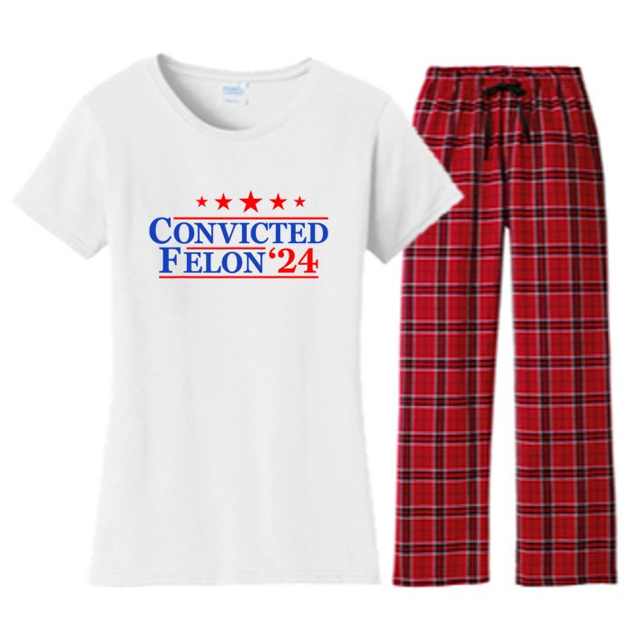 Felon24 Convicted Felon Funny Pro Trump 2024 Women's Flannel Pajama Set