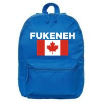 Fukeneh Canada Flag Humorous Fun Slang Accent Gift 16 in Basic Backpack