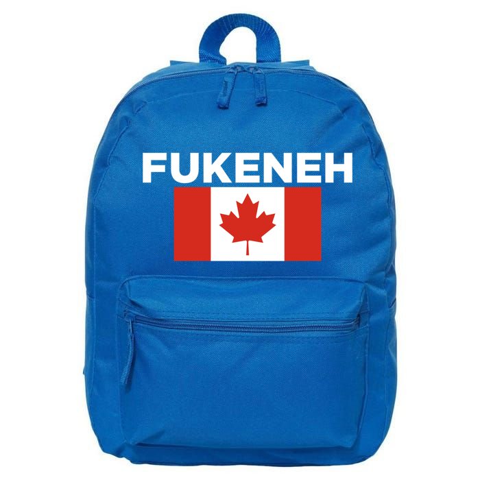 Fukeneh Canada Flag Humorous Fun Slang Accent Gift 16 in Basic Backpack