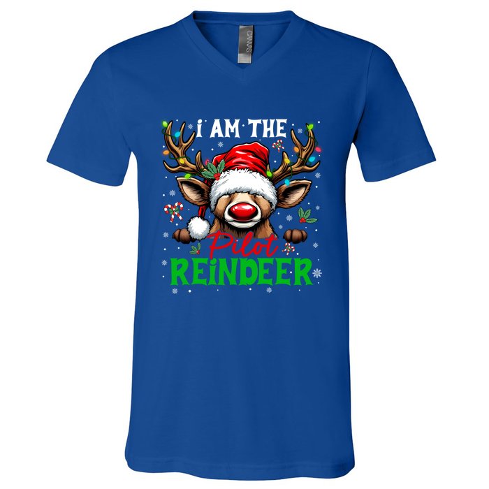 Funny Christmas Family Matching IM The Pilot Reindeer Gift V-Neck T-Shirt