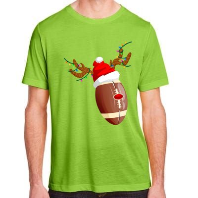 Funny Christmas Football Ball Santa Hat Reindeer Xmas Lights Funny Gift Adult ChromaSoft Performance T-Shirt