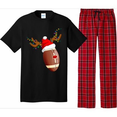 Funny Christmas Football Ball Santa Hat Reindeer Xmas Lights Funny Gift Pajama Set