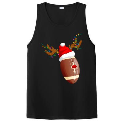 Funny Christmas Football Ball Santa Hat Reindeer Xmas Lights Funny Gift PosiCharge Competitor Tank