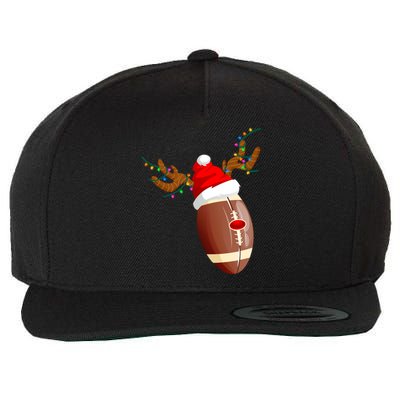 Funny Christmas Football Ball Santa Hat Reindeer Xmas Lights Funny Gift Wool Snapback Cap