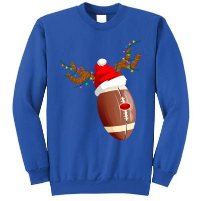 Funny Christmas Football Ball Santa Hat Reindeer Xmas Lights Funny Gift Sweatshirt