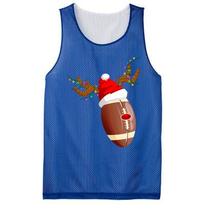 Funny Christmas Football Ball Santa Hat Reindeer Xmas Lights Funny Gift Mesh Reversible Basketball Jersey Tank