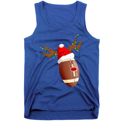 Funny Christmas Football Ball Santa Hat Reindeer Xmas Lights Funny Gift Tank Top