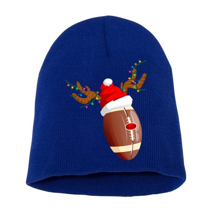 Funny Christmas Football Ball Santa Hat Reindeer Xmas Lights Funny Gift Short Acrylic Beanie