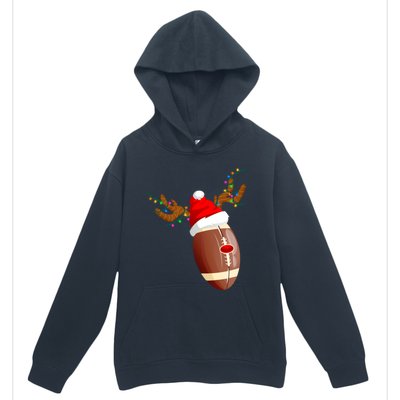 Funny Christmas Football Ball Santa Hat Reindeer Xmas Lights Funny Gift Urban Pullover Hoodie