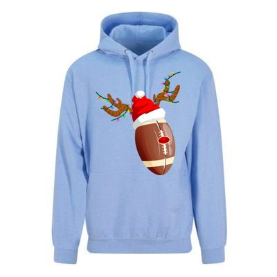 Funny Christmas Football Ball Santa Hat Reindeer Xmas Lights Funny Gift Unisex Surf Hoodie