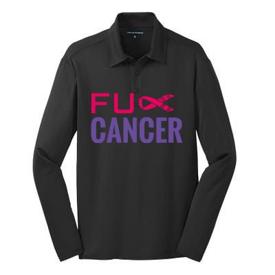 F Cancer Silk Touch Performance Long Sleeve Polo