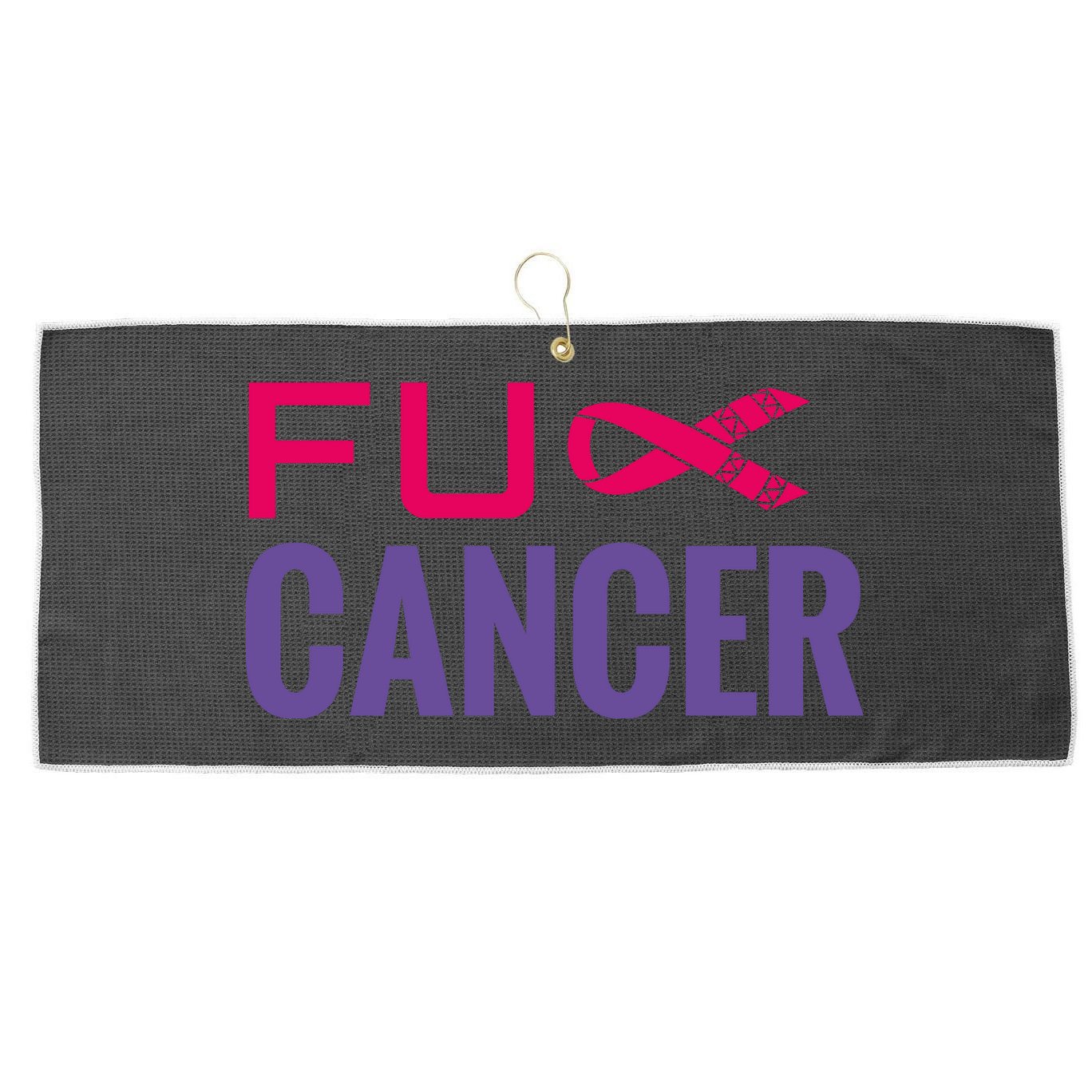 F Cancer Large Microfiber Waffle Golf Towel