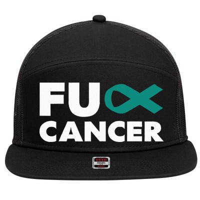 Fuck Cancer Fuck Ovarian Cancer Awareness 7 Panel Mesh Trucker Snapback Hat