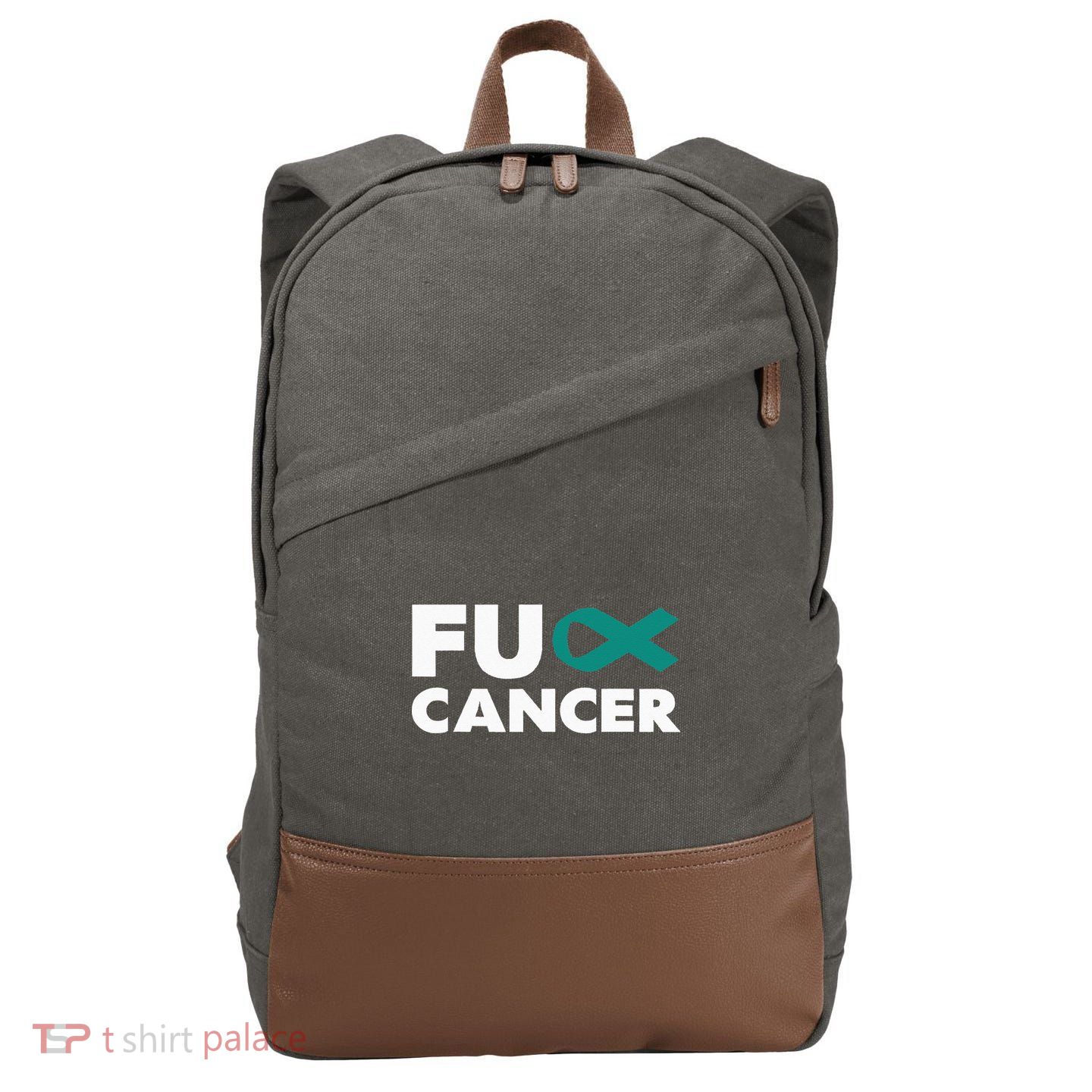 Fuck Cancer Fuck Ovarian Cancer Awareness Cotton Canvas Backpack