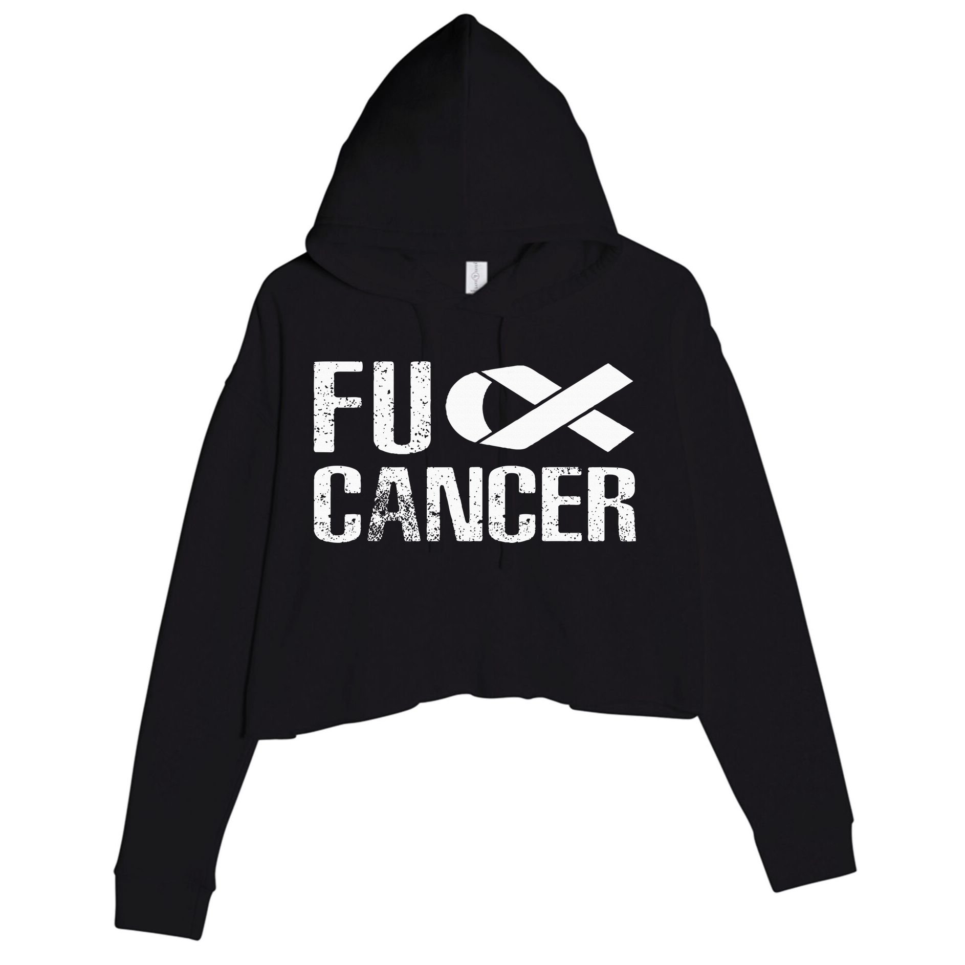 Fuck Cancer Fu Cancer Tcancer Awareness Crop Fleece Hoodie