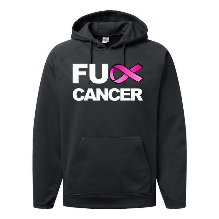 Fuck Cancer For Breast Cancer Awareness Performance Fleece Hoodie