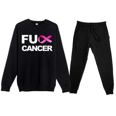 Fuck Cancer For Breast Cancer Awareness Premium Crewneck Sweatsuit Set