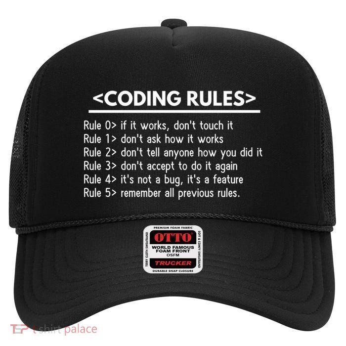 Funny Coding High Crown Mesh Back Trucker Hat