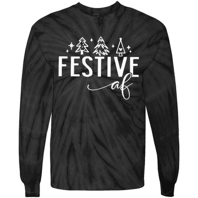 Funny Christmas Festive Af Tie-Dye Long Sleeve Shirt