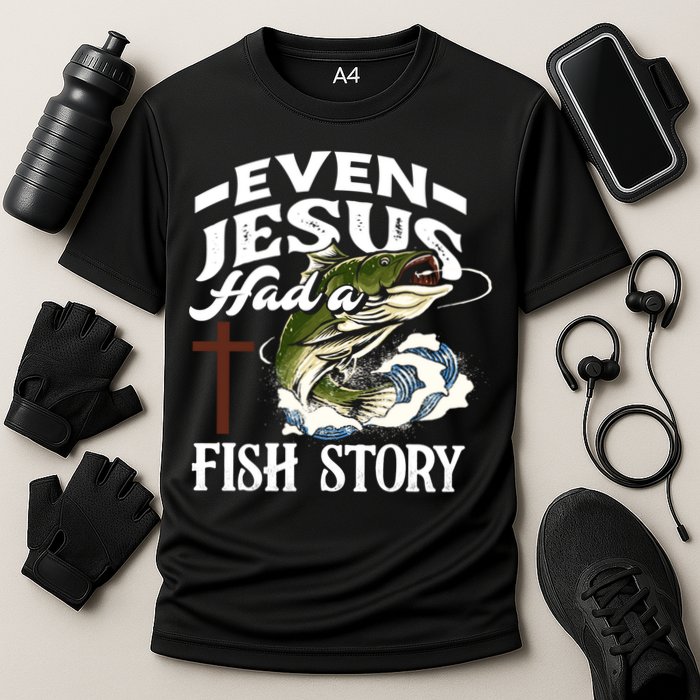 Funny Christian Fisherman Even Jesus Had A Fish Story Cooling Performance Crew T-Shirt