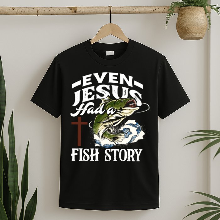 Funny Christian Fisherman Even Jesus Had A Fish Story T-Shirt
