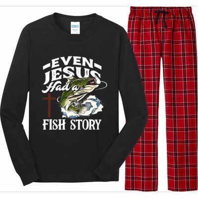 Funny Christian Fisherman Even Jesus Had A Fish Story Long Sleeve Pajama Set