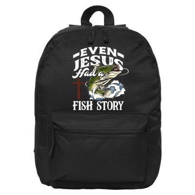 Funny Christian Fisherman Even Jesus Had A Fish Story 16 in Basic Backpack