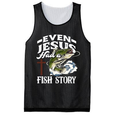 Funny Christian Fisherman Even Jesus Had A Fish Story Mesh Reversible Basketball Jersey Tank