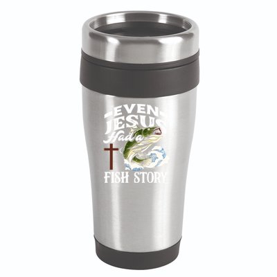 Funny Christian Fisherman Even Jesus Had A Fish Story 16oz Travel Tumbler
