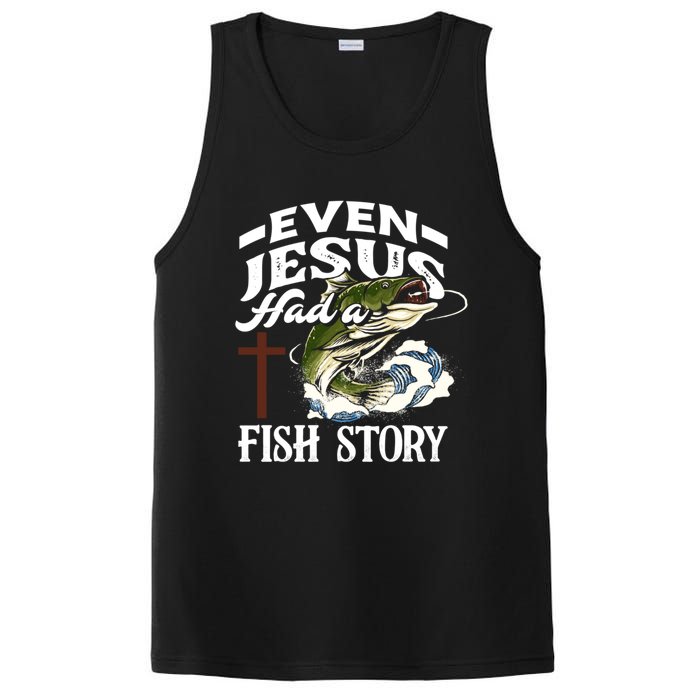 Funny Christian Fisherman Even Jesus Had A Fish Story PosiCharge Competitor Tank