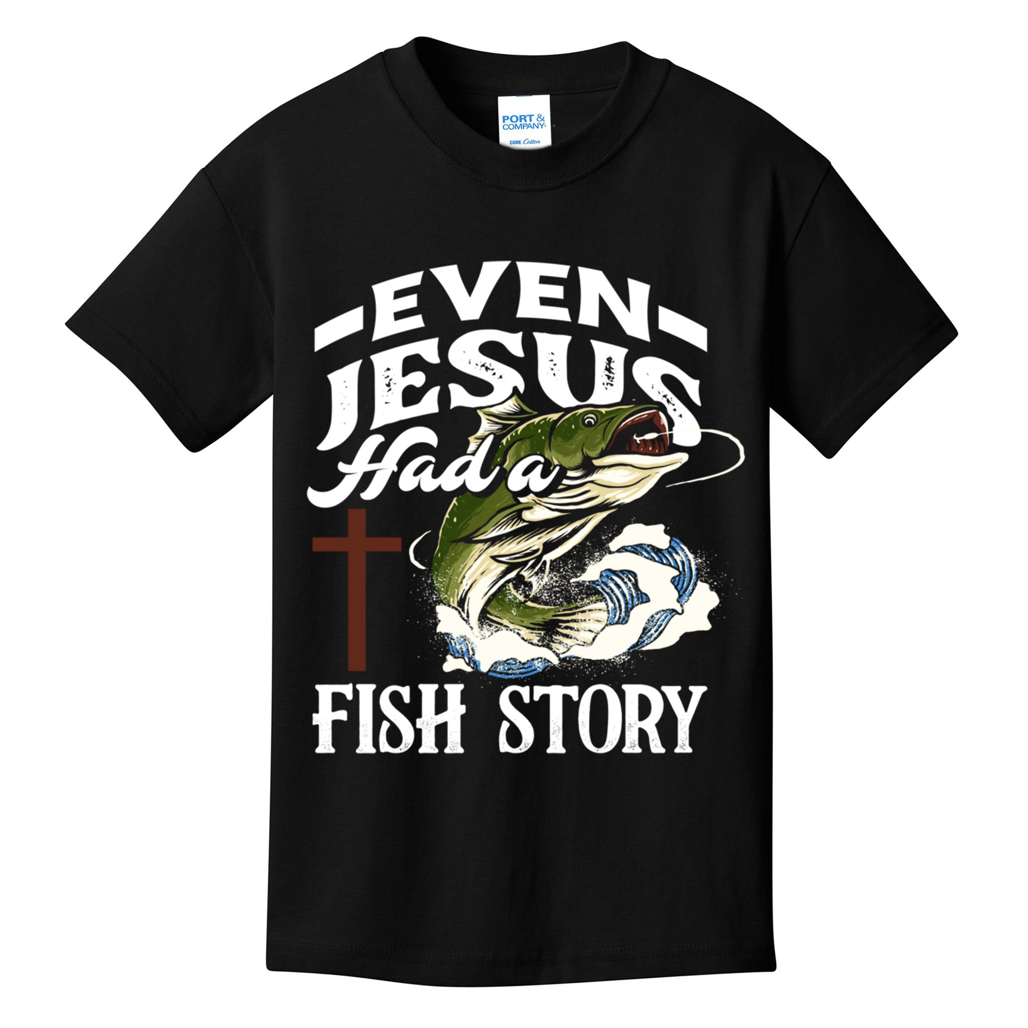 Funny Christian Fisherman Even Jesus Had A Fish Story Kids T-Shirt
