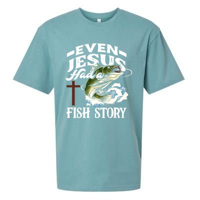 Funny Christian Fisherman Even Jesus Had A Fish Story Sueded Cloud Jersey T-Shirt