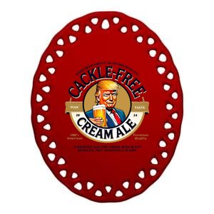 Funny Cackle Free Cream Ale Beer Pun For Trump Support Ceramic Oval Ornament