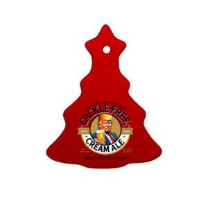 Funny Cackle Free Cream Ale Beer Pun For Trump Support Ceramic Tree Ornament