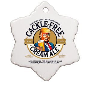 Funny Cackle Free Cream Ale Beer Pun For Trump Support Ceramic Star Ornament