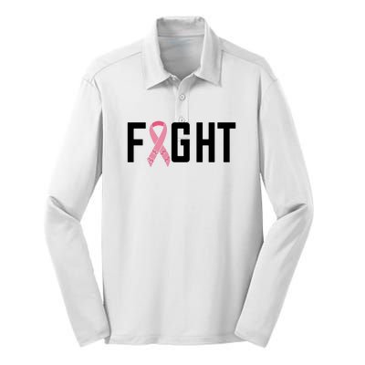 Fight Cancer Silk Touch Performance Long Sleeve Polo