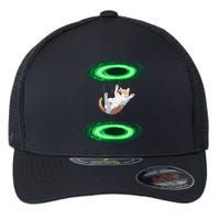 Funny Cat Falls Through Portal For Kitten And Cats Lovers Flexfit Unipanel Trucker Cap